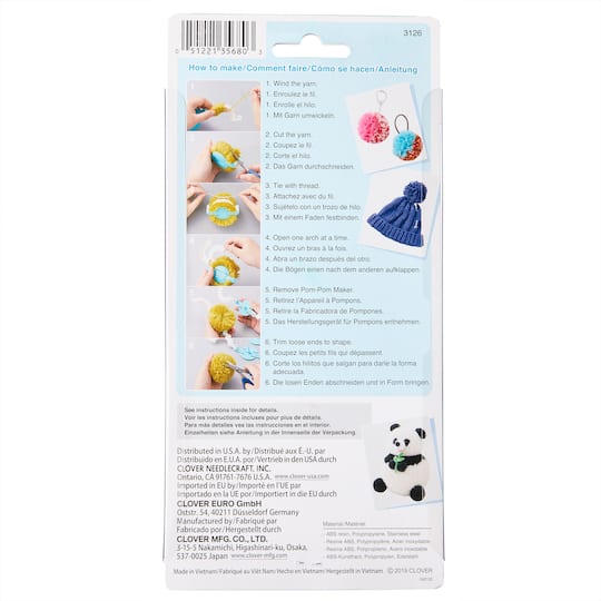 Clover Mini Pom-Pom Maker – Set Van 2 – Maten 1-3/8 En 1-5/8 Inch – Eenvoudig In Gebruik – Perfect Voor Brei- En Haakprojecten – Maakt Gelijke, Mooie Pompons In Minuten